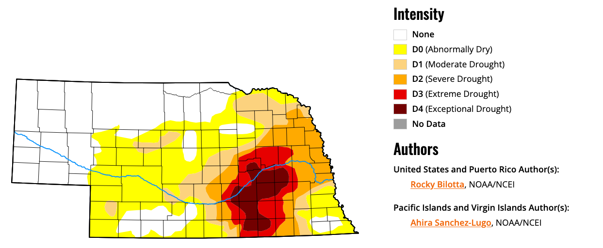 Nebraska drought map, October 26, 2023