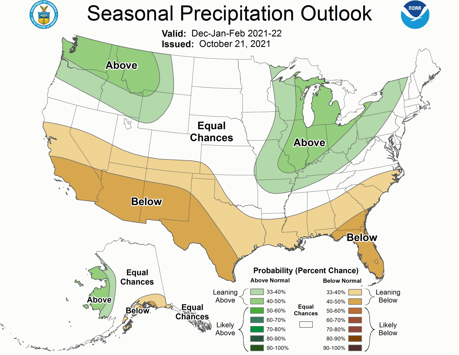 This is NOAA’s climatological temperature and precipitation winter forecast (Dec, Jan, Feb).  