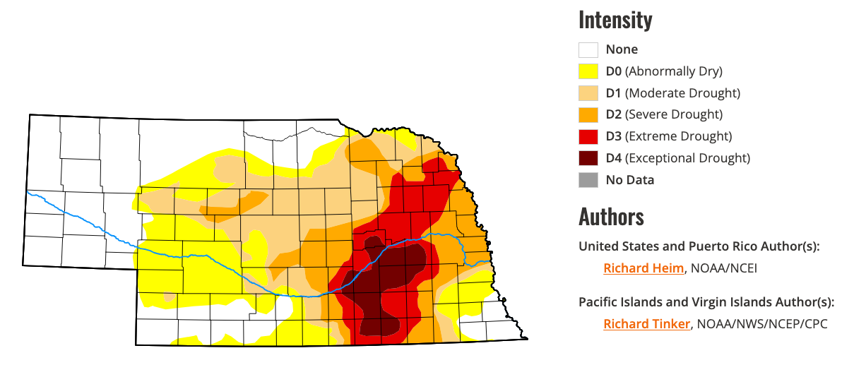 Image of 11/30/2023 Nebraska drought map.