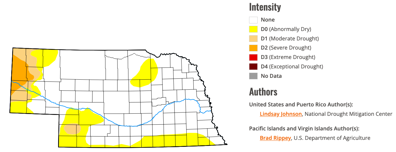 Nebraska drought map, August 1, 2024