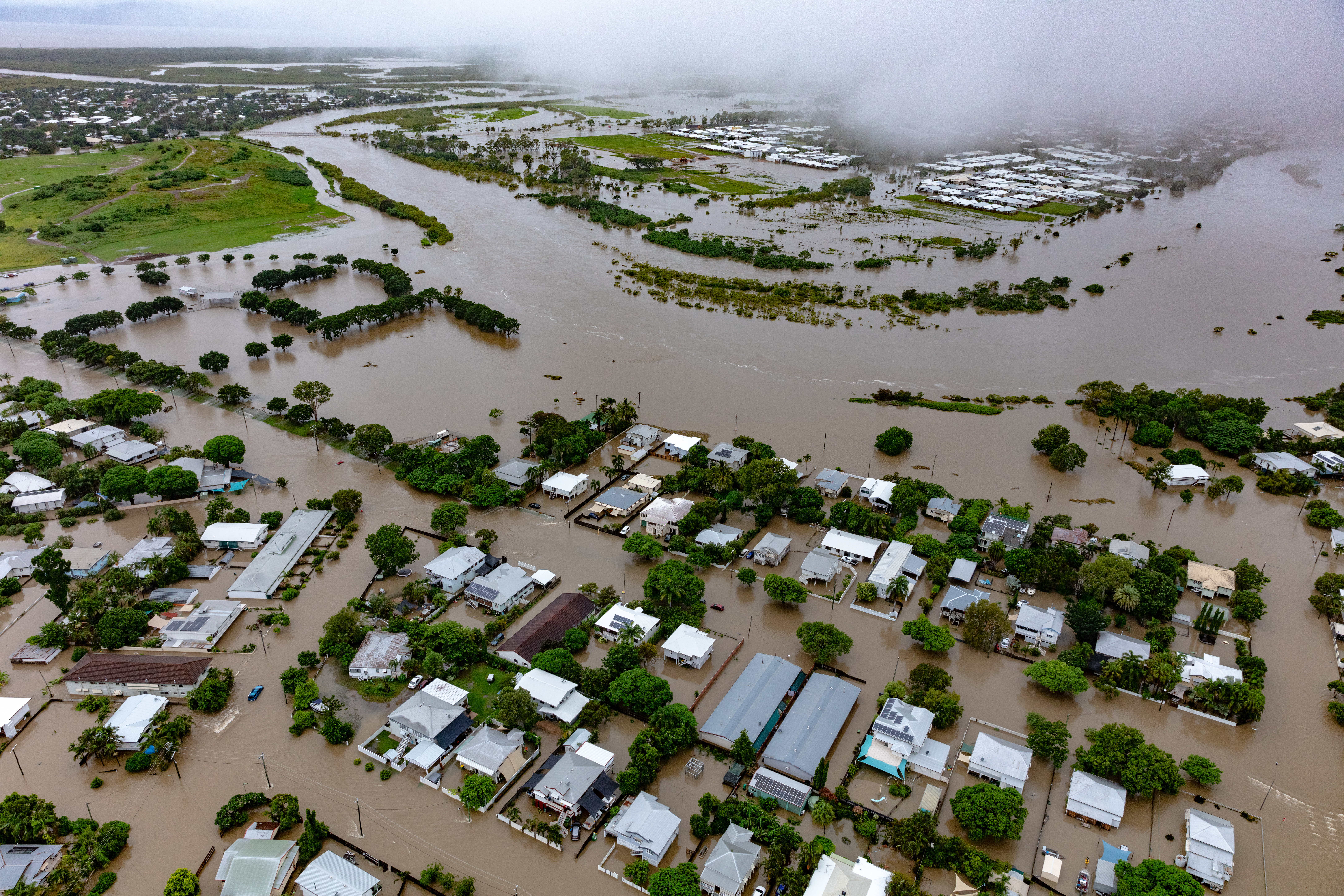 town with flood waters throughout