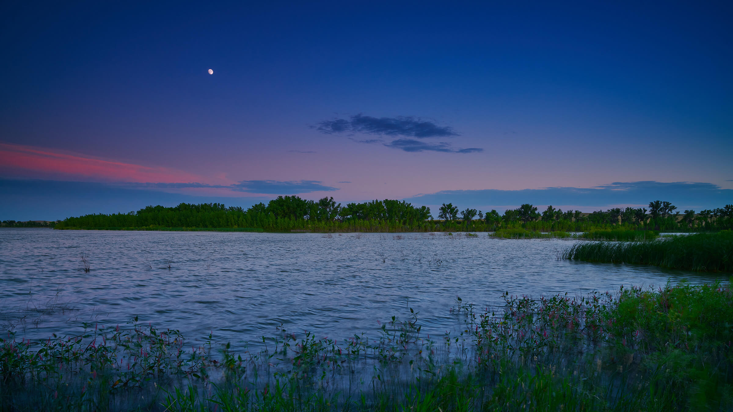 Image of lake at sunset. 