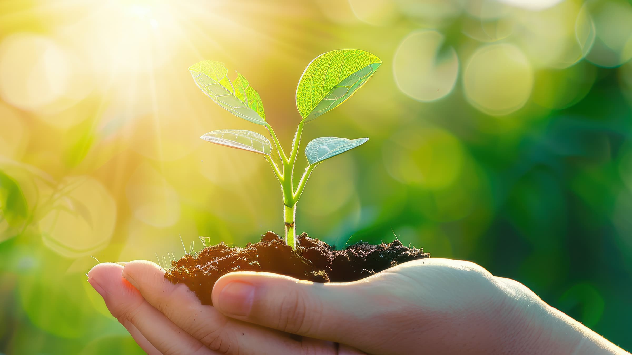 Image of child's hands and a plant. 