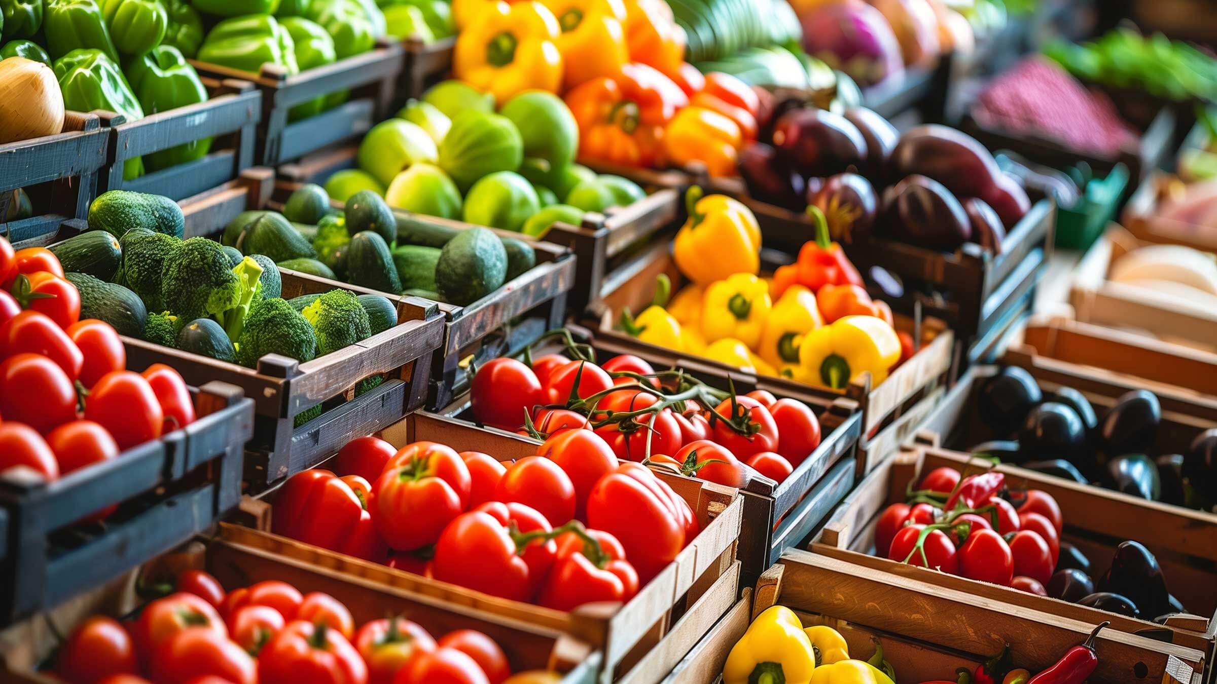 Image of vegetables at a Farmers market. 