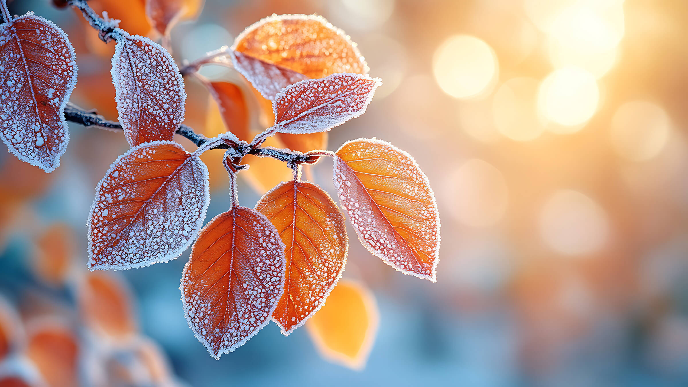 Image of frost on leaves. 