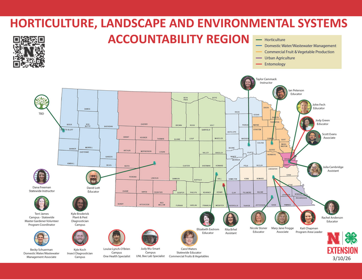 map of HLES faculty and staff across Nebraska
