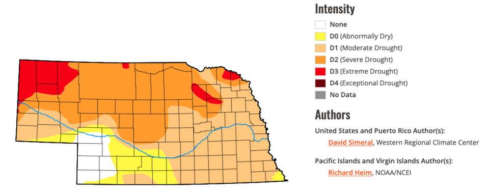 Image of Nebraska drought map for 11/27/2024.