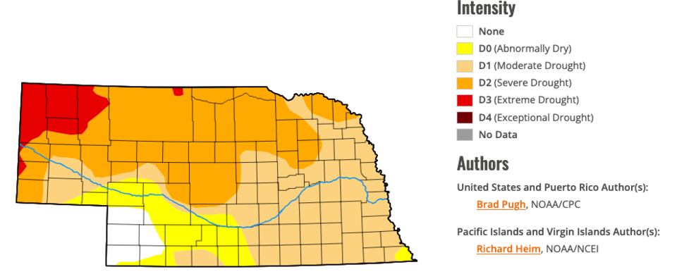 Image of Dec. 25, 2024 drought map for Nebraska. 