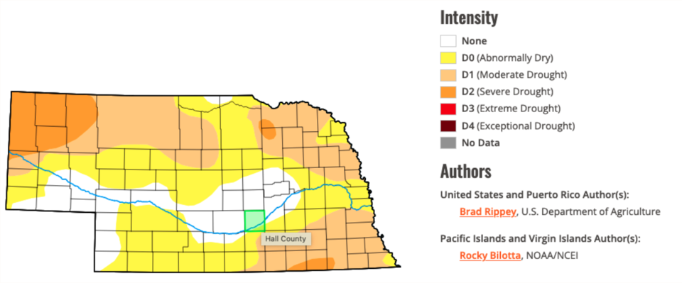 Image of Nebraska drought map for 9/26/2024